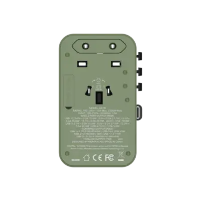 Bộ sạc du lịch đa năng MOMAX UA18 GaN 3 cổng 1-World+ có cáp USB-C tích hợp 70W - Phiên bản giới hạn - Giải phóng bạn khỏi mọi lo lắng về sạc khi du lịch quốc tế với <strong>Bộ sạc du lịch đa năng MOMAX UA18 GaN 3 cổng 1-World+ có cáp USB-C tích hợp 70W - Phiên bản giới hạn</strong>. Tương thích hơn 200 quốc gia với các chân cắm tích hợp, bộ sạc <strong>MOMAX UA18</strong> mang đến tổng công suất sạc lên tới 70W mạnh mẽ. Công nghệ GaN tiên tiến giúp thiết bị nhỏ gọn đáng ngạc nhiên dù có 3 cổng sạc (USB-C PD & USB-A QC) và cáp tích hợp. Kèm theo cáp USB-C tiện lợi. <strong>MOMAX UA18</strong> là giải pháp năng lượng "tất cả trong một", đáng tin cậy cho mọi chuyến đi, đảm bảo thiết bị của bạn luôn sẵn sàng hoạt động ở bất kỳ đâu trên thế giới với phong cách độc đáo của phiên bản giới hạn.