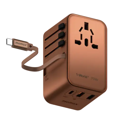 Bộ sạc du lịch MOMAX UA18UK GaN 3 cổng 1-World+ có cáp USB-C tích hợp 70W - Hình ảnh 13