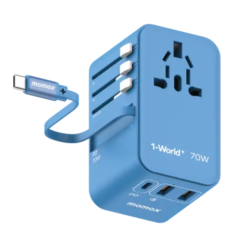 Bộ sạc du lịch MOMAX UA18UK GaN 3 cổng 1-World+ có cáp USB-C tích hợp 70W - Hình ảnh 25