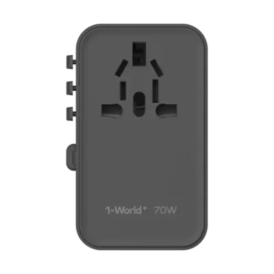 Bộ sạc du lịch đa năng MOMAX UA18U GaN 3 cổng 1-World+ có cáp USB-C tích hợp 70W tương thích hơn 200 quốc gia - Giải phóng bạn khỏi mọi lo lắng về sạc khi du lịch quốc tế với <strong>Bộ sạc du lịch đa năng MOMAX UA18U GaN 3 cổng 1-World+ có cáp USB-C tích hợp 70W tương thích hơn 200 quốc gia</strong>. Tương thích hơn 200 quốc gia với các chân cắm tích hợp, bộ sạc <strong>MOMAX UA18U</strong> mang đến tổng công suất sạc lên tới 70W mạnh mẽ nhờ công nghệ GaN. Với 3 cổng sạc (2 USB-C PD & 1 USB-A QC), bạn có thể nạp năng lượng cho mọi thiết bị cùng lúc. Đặc biệt, cáp USB-C tích hợp sẵn cực kỳ tiện lợi. <strong>MOMAX UA18U</strong> là giải pháp năng lượng "tất cả trong một", đáng tin cậy cho mọi chuyến đi, đảm bảo thiết bị của bạn luôn sẵn sàng hoạt động ở bất kỳ đâu trên thế giới.