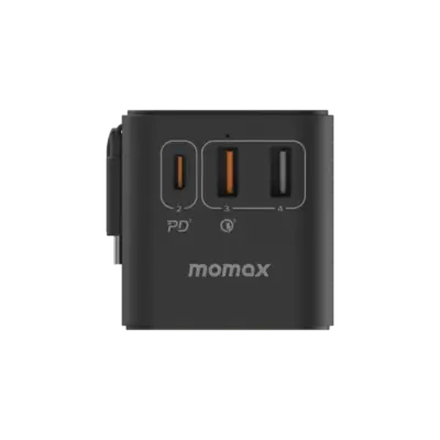 Bộ sạc du lịch MOMAX UA18UK GaN 3 cổng 1-World+ có cáp USB-C tích hợp 70W - Giải phóng bạn khỏi mọi lo lắng về sạc khi du lịch quốc tế với <strong>Bộ sạc du lịch đa năng MOMAX UA18UK GaN 3 cổng 1-World+ có cáp USB-C tích hợp 70W tương thích hơn 200 quốc gia</strong>. Tương thích hơn 200 quốc gia với các chân cắm tích hợp, bộ sạc <strong>MOMAX UA18UK</strong> mang đến tổng công suất sạc lên tới 70W mạnh mẽ nhờ công nghệ GaN. Với 3 cổng sạc (2 USB-C PD & 1 USB-A QC) và đặc biệt là cáp USB-C tích hợp sẵn, bạn có thể nạp năng lượng cho mọi thiết bị cùng lúc mà không cần mang theo dây rời. <strong>MOMAX UA18UK</strong> là giải pháp năng lượng "tất cả trong một", đáng tin cậy cho mọi chuyến đi, giữ thiết bị của bạn luôn sẵn sàng hoạt động ở bất kỳ đâu trên thế giới.