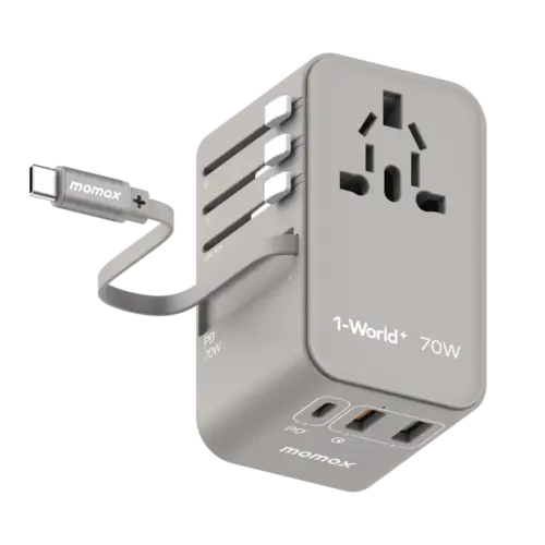 Bộ sạc du lịch MOMAX UA18UK GaN 3 cổng 1-World+ có cáp USB-C tích hợp 70W - Hình ảnh 7