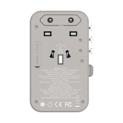 Bộ sạc du lịch MOMAX UA18UK GaN 3 cổng 1-World+ có cáp USB-C tích hợp 70W - Hình ảnh 10