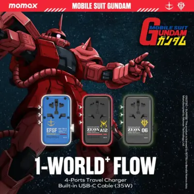 Bộ sạc du lịch MOMAX UA21UKG 4 cổng 1-World+ Flow có cáp USB-C tích hợp 35W - Phiên bản giới hạn - Khám phá thế giới không lo hết pin với <strong>Bộ sạc du lịch đa năng MOMAX UA21UKG 4 cổng 1-World+ Flow có cáp USB-C tích hợp 35W - Phiên bản giới hạn</strong>. Tích hợp sẵn các loại chân cắm cho hơn 200 quốc gia, bộ sạc <strong>MOMAX UA21UKG</strong> mang đến tổng công suất 35W đáng tin cậy. Với 4 cổng sạc (2 USB-C & 2 USB-A) và đặc biệt là cáp USB-C tích hợp sẵn tiện lợi, bạn có thể nạp năng lượng đồng thời cho mọi thiết bị mà không cần mang theo dây rời. Thiết kế nhỏ gọn, an toàn và vẻ ngoài độc đáo của phiên bản giới hạn. <strong>MOMAX UA21UKG</strong> là giải pháp năng lượng "tất cả trong một", đáng tin cậy cho mọi hành trình của bạn.