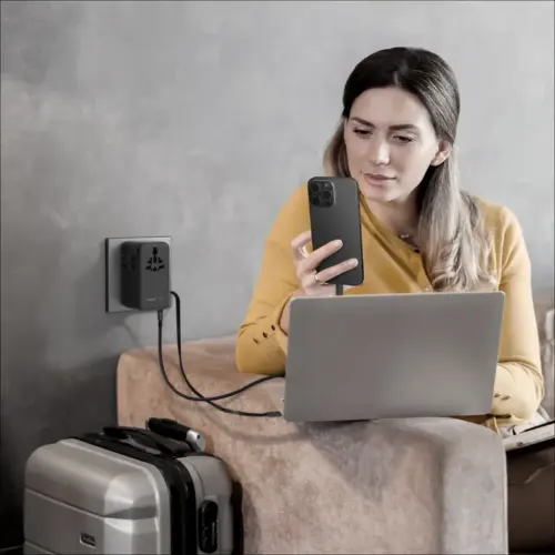 Bộ sạc du lịch MOMAX UA25 mini GaN 4 cổng 1-World²⁺ có cáp thu vào tích hợp 100W với AC kép - Hình ảnh 13