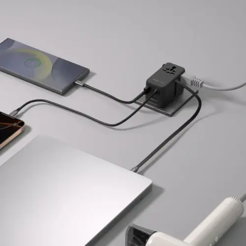 Bộ sạc du lịch MOMAX UA25 mini GaN 4 cổng 1-World²⁺ có cáp thu vào tích hợp 100W với AC kép - Hình ảnh 7