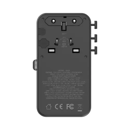 Bộ sạc du lịch MOMAX UA25 mini GaN 4 cổng 1-World²⁺ có cáp thu vào tích hợp 100W với AC kép - Hình ảnh 4