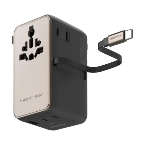 Bộ sạc du lịch MOMAX UA25 mini GaN 4 cổng 1-World²⁺ có cáp thu vào tích hợp 100W với AC kép - Hình ảnh 3