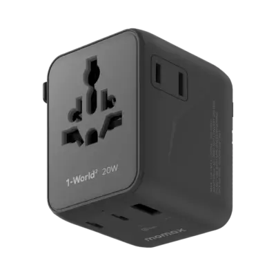 Bộ sạc du lịch MOMAX UA26 GaN 3 cổng 1-World² 20W với AC kép