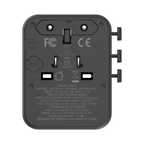 Bộ sạc du lịch MOMAX UA26 GaN 3 cổng 1-World² 20W với AC kép - Hình ảnh 10