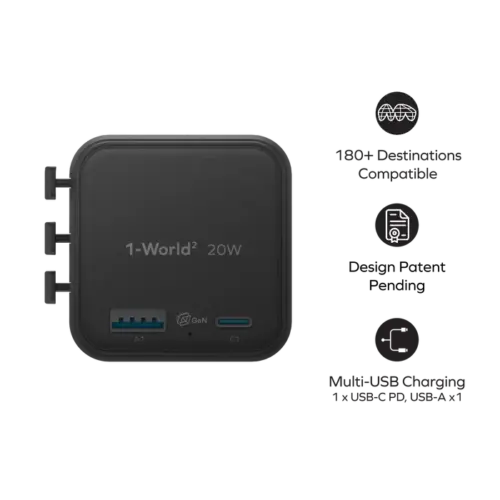 Bộ sạc du lịch MOMAX UA29 GaN 2 cổng USB-A và USB-C 20W 1-World² - Hình ảnh 2