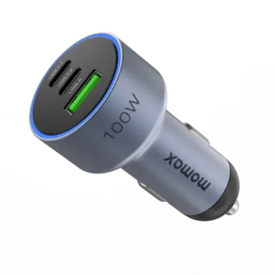 Bộ sạc ô tô MOMAX UC17E 3 cổng MoVe 100W - Biến mỗi chuyến đi bằng ô tô thành cơ hội nạp đầy năng lượng cho mọi thiết bị với <strong>Bộ sạc ô tô MOMAX UC17E 3 cổng MoVe 100W</strong>. Sức mạnh sạc siêu tốc 100W (thường hỗ trợ PD) đủ sức nạp năng lượng hiệu quả cho cả laptop mỏng nhẹ, tablet và smartphone. Với 3 cổng sạc đa dạng (thường là USB-C PD & USB-A QC), bạn có thể sạc đồng thời ba thiết bị. Thiết kế nhỏ gọn, cắm chắc chắn vào ổ tẩu thuốc, bền bỉ và an toàn. <strong>MOMAX UC17E</strong> là trạm năng lượng di động lý tưởng, đảm bảo bạn và người đồng hành luôn kết nối trên mọi nẻo đường.