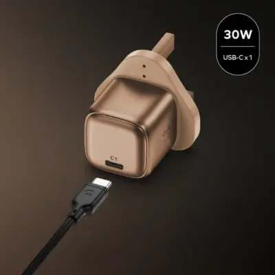 Bộ sạc MOMAX UM58UKL2 GaN 1 cổng 30W 1-Charge - Trải nghiệm tốc độ sạc đỉnh cao trong một thiết kế siêu nhỏ gọn với <strong>Bộ sạc MOMAX UM58UKL2 GaN 1 cổng 30W</strong>. Công suất sạc nhanh 30W Power Delivery mạnh mẽ nhờ công nghệ GaN tiên tiến, đủ sức nạp năng lượng cho smartphone, máy tính bảng và cả laptop mỏng nhẹ một cách hiệu quả. Với chỉ một cổng USB-C PD duy nhất, bộ sạc <strong>MOMAX UM58UKL2</strong> tập trung sức mạnh cho thiết bị của bạn. Chân cắm UK (3 chấu) tích hợp, an toàn và đáng tin cậy. <strong>MOMAX UM58UKL2</strong> là người bạn đồng hành lý tưởng cho mọi nhu cầu sạc nhanh, đơn giản và hiệu quả.