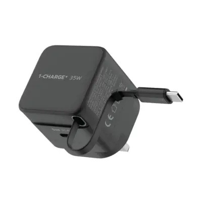 Bộ sạc MOMAX UM72UK GaN 1-Charge+ 1 cổng có cáp USB-C tích hợp 35W
