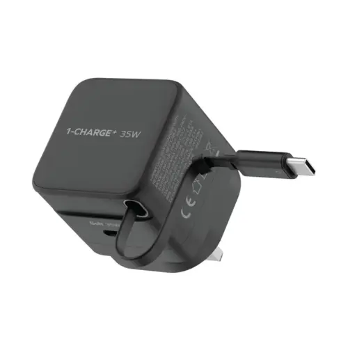 Bộ sạc MOMAX UM72UK GaN 1-Charge+ 1 cổng có cáp USB-C tích hợp 35W