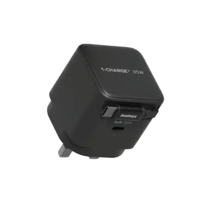 Bộ sạc MOMAX UM72UK GaN 1-Charge+ 1 cổng có cáp USB-C tích hợp 35W - Đơn giản hóa việc sạc pin cho mọi thiết bị USB-C của bạn với <strong>Bộ sạc MOMAX UM72UK GaN 1-Charge+ 1 cổng có cáp USB-C tích hợp 35W</strong>. Công suất sạc nhanh 35W Power Delivery mạnh mẽ nhờ công nghệ GaN tiên tiến, đủ sức nạp năng lượng cho cả laptop mỏng nhẹ, máy tính bảng và smartphone. Đặc biệt, cáp USB-C được tích hợp sẵn ngay trên thân bộ sạc – giải pháp "tất cả trong một" cực kỳ tiện lợi, không lo quên cáp. Chân cắm UK (3 chấu) tích hợp, an toàn và đáng tin cậy. <strong>MOMAX UM72UK</strong> là người bạn đồng hành lý tưởng cho bàn làm việc và di chuyển.