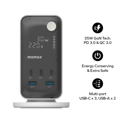 Bộ sạc MOMAX US21UKW Flow 6-Outlet GaN Power Tower 35W với Cổng USB - Hình ảnh 7