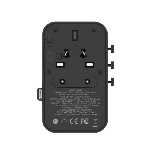 Bộ sạc du lịch MOMAX UA20UK 3 cổng 1-World+ Cáp USB-C tích hợp 25W - Hình ảnh 21