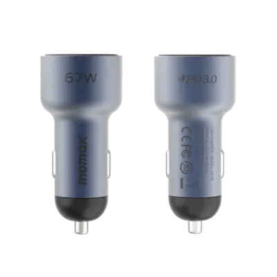 Bộ sạc ô tô MOMAX UC16GS hai cổng MoVe 67W kèm cáp sạc - Đừng để pin yếu làm gián đoạn hành trình của bạn! <strong>Bộ sạc ô tô MOMAX UC16GS</strong> MoVe với công suất 67W mạnh mẽ là giải pháp sạc nhanh tối ưu ngay trên xe. Sở hữu hai cổng sạc tiện lợi (USB-C và USB-A) cùng khả năng phân phối điện thông minh, bạn có thể nạp năng lượng cho cả điện thoại và máy tính bảng cùng lúc một cách hiệu quả. Kèm theo cáp sạc chất lượng, <strong>MOMAX UC16GS</strong> mang đến sự tiện lợi trọn gói. Thiết kế nhỏ gọn, bền bỉ và tích hợp các tính năng an toàn, <strong>bộ sạc ô tô MOMAX UC16GS</strong> là phụ kiện không thể thiếu cho mọi chuyến đi.
