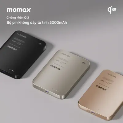 Pin dự phòng không dây từ tính MOMAX IP129Q2 Power Q.Pass Qi2 5000mAh - Nâng tầm trải nghiệm sạc không dây với <strong>Pin dự phòng không dây từ tính MOMAX IP129Q2 Power Q.Pass Qi2 5000mAh</strong>. Sở hữu chuẩn sạc không dây Qi2 mới nhất, pin hỗ trợ sạc nhanh 15W cho iPhone (tương thích MagSafe) cùng khả năng căn chỉnh từ tính hoàn hảo. Dung lượng 5000mAh nhỏ gọn, lý tưởng để mang theo mọi nơi, cung cấp năng lượng tức thời. Công nghệ Power Pass cho phép sạc đồng thời pin và thiết bị. <strong>MOMAX IP129Q2 Power Q.Pass Qi2 5000mAh</strong> là giải pháp sạc tiện lợi, nhanh chóng và đáng tin cậy, là bạn đồng hành không thể thiếu cho cuộc sống di động hiện đại.