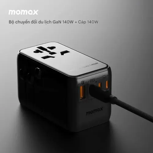 Bộ sạc du lịch đa năng MOMAX UA16 GaN 4 cổng 1-World Universal 140W + Cáp USB-C tương thích hơn 200 quốc gia - Hình ảnh 5