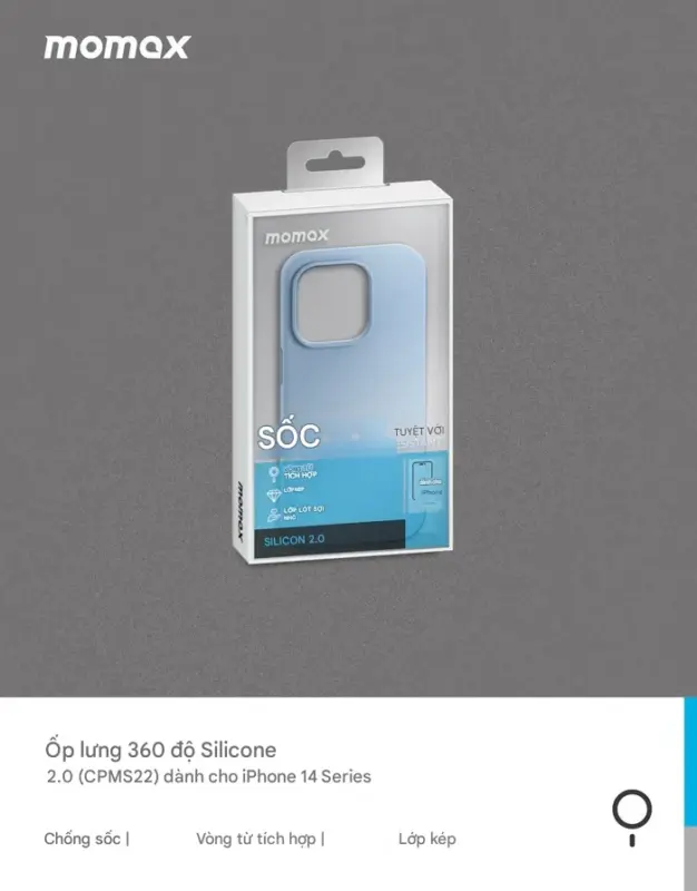 Ốp lưng silicon MOMAX MSAP22 bảo vệ từ tính cho iPhone 14 Series - Mang đến cảm giác cầm nắm mềm mại và khả năng bảo vệ hiệu quả cho iPhone 14 Series với <strong>ốp lưng silicon MOMAX MSAP22</strong> bảo vệ từ tính. Thiết kế ôm sát, chống trượt, chiếc ốp này tích hợp hoàn hảo công nghệ MagSafe. Vòng nam châm mạnh mẽ trên <strong>MOMAX MSAP22</strong> đảm bảo kết nối chắc chắn với sạc không dây 15W và các phụ kiện từ tính khác. Bảo vệ điện thoại khỏi trầy xước và va đập nhẹ hàng ngày. Viền nhô cao thông minh bảo vệ màn hình và cụm camera. <strong>Ốp lưng MOMAX MSAP22</strong> là sự lựa chọn tiện lợi, an toàn và thoải mái, giữ cho iPhone 14 của bạn luôn đẹp và hoạt động trơn tru.