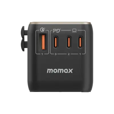 Bộ sạc du lịch MOMAX UA15UKGSD GaN 4 cổng 1-World Universal 120W + Cáp USB-C - Khám phá thế giới không lo hết pin với <strong>Bộ sạc du lịch đa năng MOMAX UA15UKGSD GaN 4 cổng 1-World Universal 120W tương thích hơn 200 quốc gia</strong>. Tích hợp sẵn các loại chân cắm, bộ sạc <strong>MOMAX UA15UKGSD</strong> hoạt động tại hơn 200 quốc gia. Tổng công suất 120W mạnh mẽ nhờ công nghệ GaN tiên tiến, cùng với 4 cổng sạc (USB-C PD & USB-A QC), cho phép bạn nạp năng lượng đồng thời cho mọi thiết bị, kể cả laptop. Nhỏ gọn, an toàn và cực kỳ đa năng. <strong>MOMAX UA15UKGSD</strong> là giải pháp năng lượng "tất cả trong một", đáng tin cậy cho mọi hành trình, giữ thiết bị của bạn luôn sẵn sàng hoạt động ở bất kỳ đâu trên thế giới.