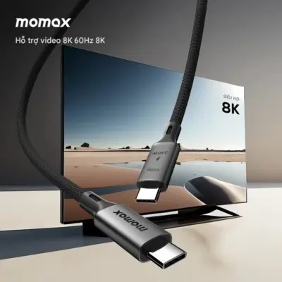 Cáp sạc bện nylon MOMAX DC39D Elite USB 4.0 USB-C sang USB-C 240W 1m - Bước vào kỷ nguyên kết nối tốc độ cao với <strong>Cáp sạc bện nylon MOMAX DC39D Elite USB 4.0 USB-C sang USB-C 240W 1m</strong>. Đây không chỉ là một sợi cáp, mà là cánh cửa mở ra tiềm năng của thiết bị. Sở hữu tốc độ truyền dữ liệu siêu tốc 40Gbps (USB 4.0) và khả năng sạc nhanh 240W Power Delivery 3.1 EPR, sợi cáp <strong>MOMAX DC39D</strong> là người bạn đồng hành lý tưởng cho laptop gaming, máy trạm di động và các thiết bị hiệu suất cao khác. Chất liệu bện nylon Elite siêu bền, thiết kế sang trọng. <strong>MOMAX DC39D</strong> - phụ kiện đẳng cấp cho những ai cần hiệu suất và độ tin cậy tuyệt đối.
