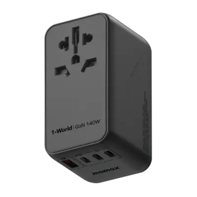 Bộ sạc du lịch đa năng MOMAX UA16 GaN 4 cổng 1-World Universal 140W + Cáp USB-C tương thích hơn 200 quốc gia