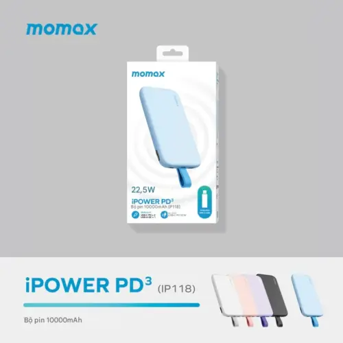 Pin dự phòng MOMAX IP118 iPower PD3 kèm cáp USB-C 10000mAh - Hình ảnh 2