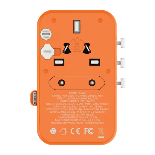 Bộ sạc du lịch MOMAX UA20UK 3 cổng 1-World+ Cáp USB-C tích hợp 25W - Hình ảnh 13