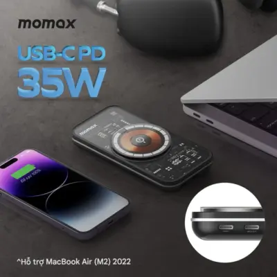 Pin dự phòng không dây từ tính MOMAX IP113D Q.Mag Power 13 10000mAh - Giải phóng bạn khỏi nỗi lo hết pin với <strong>Pin dự phòng không dây từ tính MOMAX IP113D Q.Mag Power 13 10000mAh</strong>. Sở hữu dung lượng 10000mAh mạnh mẽ, đủ sức sạc đầy nhiều lần cho điện thoại và các thiết bị khác. Công nghệ từ tính Q.Mag "hít" chặt vào iPhone (hỗ trợ MagSafe) mang lại trải nghiệm sạc không dây tiện lợi, không vướng víu. Hỗ trợ sạc nhanh cả không dây và có dây qua cổng USB-C PD/QC. Với thiết kế hiện đại và hiệu năng vượt trội, <strong>MOMAX IP113D Q.Mag Power 13 10000mAh</strong> là nguồn năng lượng đáng tin cậy cho mọi hành trình của bạn.
