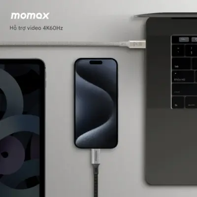 Cáp sạc bện nylon MOMAX DC31 Elite USB-C sang USB-C 100W USB 3.2 Gen 2x2 - Trải nghiệm hiệu suất đỉnh cao với <strong>Cáp sạc bện nylon MOMAX DC31 Elite USB-C sang USB-C 100W USB 3.2 Gen 2x2</strong>. Sợi cáp <strong>MOMAX DC31</strong> này là sự kết hợp hoàn hảo giữa tốc độ truyền dữ liệu siêu tốc 20Gbps (USB 3.2 Gen 2x2) và khả năng sạc nhanh 100W Power Delivery, lý tưởng cho laptop, SSD ngoài và các thiết bị cao cấp. Vỏ cáp bện nylon siêu bền, chống đứt gãy và rối hiệu quả. Thiết kế Elite sang trọng, đáng tin cậy. <strong>MOMAX DC31</strong> là phụ kiện thiết yếu cho những ai cần hiệu suất và độ bền vượt trội trong hệ sinh thái USB-C. Nâng tầm kết nối của bạn ngay hôm nay!