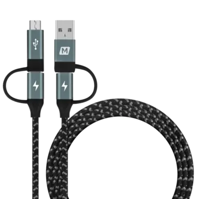 Cáp sạc bện nylon MOMAX DC12D OneLink 4 trong 1 USB-A & USB-C sang Micro USB & USB-C 60W 1,2m