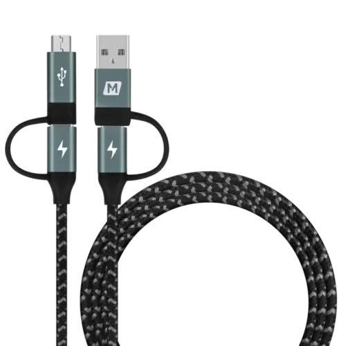 Cáp sạc bện nylon MOMAX DC12D OneLink 4 trong 1 USB-A & USB-C sang Micro USB & USB-C 60W 1,2m