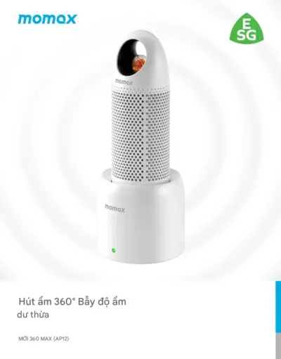 Bộ máy hút ẩm tái sử dụng MOMAX AP12 Fresh 360 Max - Bảo vệ không gian của bạn khỏi ẩm mốc và mùi hôi khó chịu với <strong>Bộ máy hút ẩm tái sử dụng MOMAX AP12</strong> Fresh 360 Max. Sử dụng các hạt hút ẩm tiên tiến, <strong>MOMAX AP12</strong> hấp thụ độ ẩm dư thừa hiệu quả trong tủ quần áo, tủ giày, ngăn kéo, tủ sách, hộp lưu trữ... Đặc biệt, sản phẩm có thể tái sử dụng nhiều lần chỉ bằng cách sấy khô hạt hút ẩm (thường đi kèm bộ sạc/đế sấy), tiết kiệm chi phí và thân thiện môi trường. Thiết kế nhỏ gọn, không dây, <strong>MOMAX AP12</strong> có thể đặt ở mọi nơi. Với <strong>Bộ máy hút ẩm MOMAX AP12</strong>, không gian của bạn sẽ luôn khô ráo, thoáng đãng và sạch mùi.