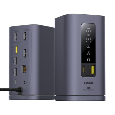 Thiết bị mở rộng hiệu Baseus Spacemate Series 11-in-1 (MAC) - Biến chiếc MacBook của bạn thành một trạm làm việc tối thượng với <strong>Baseus Spacemate Series 11-in-1</strong>. Đây là giải pháp kết nối toàn diện, mở rộng một cổng Type-C thành 11 cổng chức năng mạnh mẽ: 2 cổng HDMI 4K xuất 2 màn hình độc lập, 3 cổng USB 3.2 Gen 2 truyền dữ liệu 10Gbps siêu tốc, mạng LAN Gigabit, đầu đọc thẻ SD/TF, jack 3.5mm và sạc PD 100W. Với thiết kế đứng dọc độc đáo, sản phẩm giúp tiết kiệm không gian bàn làm việc và tản nhiệt hiệu quả. Vỏ nhôm cao cấp, sang trọng, <strong>Baseus Spacemate Series 11-in-1</strong> là trung tâm chỉ huy, giải phóng toàn bộ tiềm năng sáng tạo và hiệu suất làm việc của bạn.