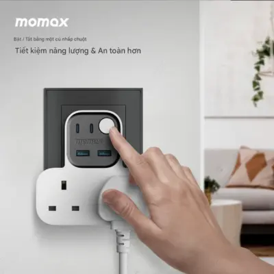 Dây nguồn mở rộng MOMAX US17UKW hình chữ T Charge Work Flow có 2 ổ cắm, 2 cổng USB-A và 2 cổng USB-C - Trải nghiệm giải pháp năng lượng độc đáo và mạnh mẽ cho không gian làm việc của bạn với <strong>Dây nguồn mở rộng MOMAX US17UKW</strong> Charge Flow. Thiết kế hình chữ T sáng tạo, tiết kiệm không gian, tích hợp 2 ổ cắm chuẩn UK cùng 4 cổng sạc USB (2x USB-A, 2x USB-C) công suất cao, cho phép bạn cấp nguồn và sạc đồng thời nhiều loại thiết bị, từ laptop đến điện thoại, máy tính bảng, tai nghe... <strong>MOMAX US17UKW</strong> không chỉ mang đến sự tiện lợi mà còn tích hợp các lớp bảo vệ an toàn hàng đầu. Sở hữu ngay <strong>Dây nguồn mở rộng MOMAX US17UKW</strong> để biến không gian làm việc của bạn trở nên hiệu quả và phong cách hơn.