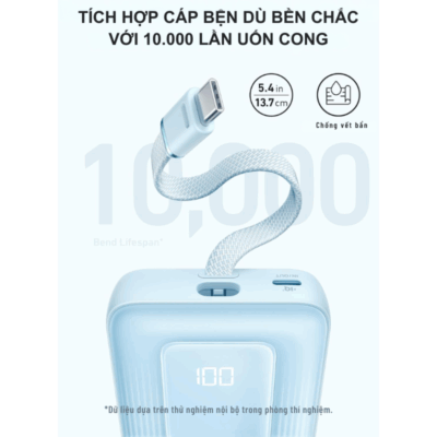 Pin Sạc Dự Phòng Anker A1688 - Anker Zolo 10.000mAh 30W A1688 Tích Hợp Cáp USB-C - <strong>Pin Sạc Dự Phòng Anker Zolo A1688</strong> dung lượng 10.000mAh, sạc nhanh 30W qua cáp USB-C tích hợp, cổng USB-C và USB-A. Sạc iPhone 15 đến 57% trong 30 phút. <strong>A1688</strong> nhỏ gọn, bền bỉ, màn hình LED hiển thị dung lượng, lý tưởng cho di chuyển.