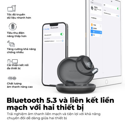 Tai nghe Bluetooth thể thao SoundPEATS Gofree 2, Open-Ear, Driver 16.2mm, Pin 35H, IPX5, Bluetooth 5.3, ENC, Game Mode - <p dir="ltr" data-pm-slice="1 1 []">Tai nghe <strong>SoundPEATS Gofree 2</strong> thiết kế Open-Ear, driver 16.2mm, âm thanh Hi-Res với codec LDAC/AAC/SBC. Pin 9H (tai nghe), 35H (với hộp sạc), sạc USB-C. IPX5 chống nước, 4 mic ENC, Bluetooth 5.3, độ trễ 60ms (Game Mode). Tương thích app SoundPEATS tùy chỉnh EQ. Bảo hành 12 tháng, lý tưởng cho thể thao, nghe nhạc, đàm thoại.</p>