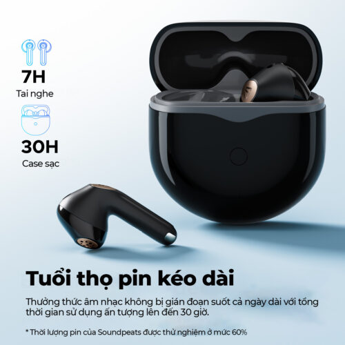 Tai nghe Bluetooth SoundPEATS Air4 Lite, Semi-in-ear, Driver 13mm, Pin 30H, IPX4, Bluetooth 5.3, LDAC, 6 Mic ENC - Hình ảnh 2