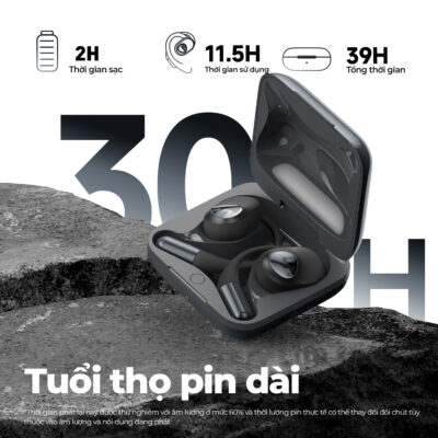 Tai nghe Bluetooth thể thao SoundPEATS Gofree 2+ (Plus), Open-Ear, Driver 16.2mm, LDAC, Pin 39H, IPX5, Bluetooth 5.3, ENC - Tai nghe <strong>SoundPEATS Gofree 2+ (Plus)</strong> với công nghệ <strong>SoundPEATS Gofree 2+</strong>, thiết kế Open-Ear, driver 16.2mm, âm thanh Hi-Res (LDAC). Pin 11.5H (tai nghe), 39H (với hộp sạc), sạc không dây. IPX5 chống nước, 4 mic ENC, Bluetooth 5.3, độ trễ 60ms (Game Mode). App PeatsAudio tùy chỉnh EQ. Bảo hành 12 tháng, lý tưởng cho thể thao, nghe nhạc.