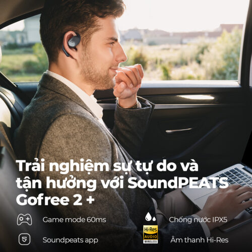Tai nghe Bluetooth thể thao SoundPEATS Gofree 2+ (Plus), Open-Ear, Driver 16.2mm, LDAC, Pin 39H, IPX5, Bluetooth 5.3, ENC - Hình ảnh 7