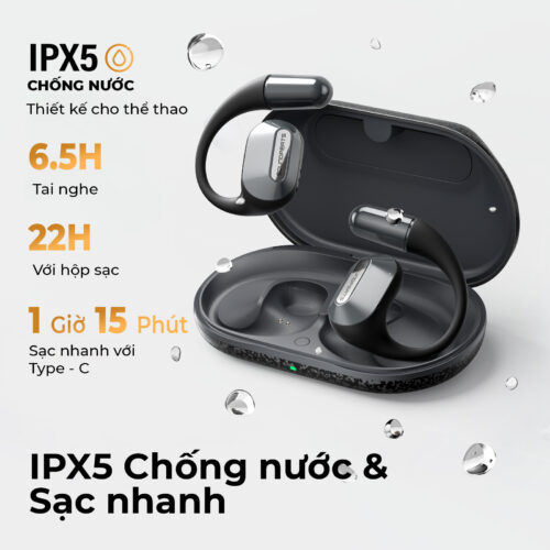 Tai nghe Bluetooth thể thao SoundPEATS HearFit, Open-Ear, Driver 15mm, Bluetooth 5.3, Pin 22H, IPX5, ENC - Hình ảnh 3
