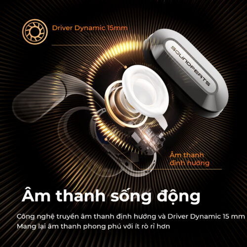 Tai nghe Bluetooth thể thao SoundPEATS HearFit, Open-Ear, Driver 15mm, Bluetooth 5.3, Pin 22H, IPX5, ENC - Hình ảnh 2