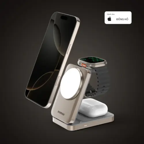 Đế sạc không dây từ tính MOMAX UD36L 1-Charge Q.Port 3 trong 1 Qi2 15W có thể gập lại - Hình ảnh 2