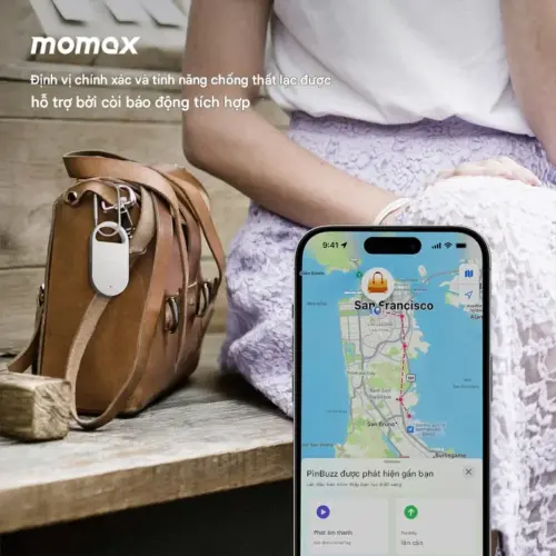 Báo động chống trộm cá nhân MOMAX BR17 PinBuzz có thể sạc lại với Find My Locator - Hình ảnh 2
