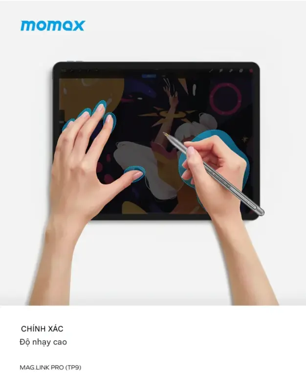 Bút cảm ứng MOMAX TP9 chủ động sạc từ Mag.Link dành cho iPad - Nâng tầm trải nghiệm sáng tạo và ghi chú trên iPad với <strong>Bút cảm ứng MOMAX TP9</strong> Mag.Link. Được thiết kế để hoạt động liền mạch với iPad, <strong>MOMAX TP9</strong> hỗ trợ sạc không dây từ tính Mag.Link (gắn cạnh iPad), giúp bạn sạc tiện lợi và giữ bút an toàn. Độ nhạy cao, độ trễ thấp, hỗ trợ cảm ứng nghiêng cho nét vẽ tự nhiên. <strong>MOMAX TP9</strong> là công cụ lý tưởng để vẽ, phác thảo, ghi chú và điều hướng trên iPad. Thiết kế cao cấp, dễ sử dụng. Với <strong>Bút cảm ứng MOMAX TP9</strong>, biến chiếc iPad của bạn thành cuốn sổ tay và bảng vẽ kỹ thuật số chuyên nghiệp.