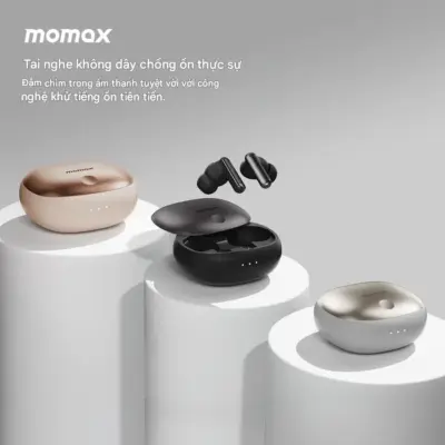 Tai nghe không dây MOMAX BT13 chống ồn 1-Vibe Lite True Wireless - Đắm chìm vào thế giới âm thanh của riêng bạn với <strong>Tai nghe không dây MOMAX BT13</strong> chống ồn 1-Vibe Lite. Công nghệ chống ồn chủ động (ANC) giúp loại bỏ tiếng ồn xung quanh, cho phép bạn tập trung nghe nhạc, podcast hay thưởng thức các cuộc gọi rõ ràng. <strong>MOMAX BT13</strong> mang đến chất âm cân bằng và trải nghiệm đeo thoải mái nhờ thiết kế nhỏ gọn, công thái học. Kết nối không dây True Wireless tiện lợi, pin bền bỉ cùng hộp sạc. Với <strong>Tai nghe không dây MOMAX BT13</strong>, bạn có thể tận hưởng âm thanh chất lượng cao mọi lúc, mọi nơi, không bị làm phiền bởi tiếng ồn môi trường.