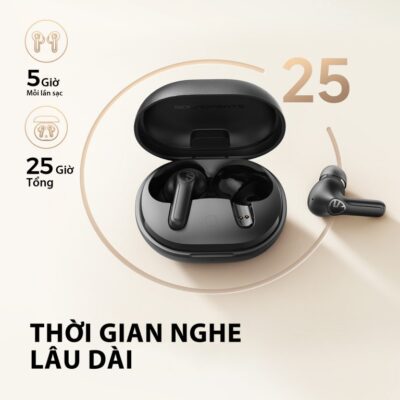 Tai nghe Bluetooth SoundPEATS Life Lite, In-ear, Driver 10mm, Pin 23H, IPX4, Bluetooth 5.3, Game Mode 50ms, ENC Mic - Tai nghe <strong>SoundPEATS Life</strong> thiết kế in-ear, driver 10mm, âm thanh sống động với codec AAC/SBC. Pin 6.5H (tai nghe), 23H (hộp sạc), sạc USB-C. IPX4 chống nước, micro ENC kép, Bluetooth 5.3, độ trễ 50ms (Game Mode). Điều khiển cảm ứng. Bảo hành 12 tháng, lý tưởng cho nghe nhạc, chơi game, đàm thoại.